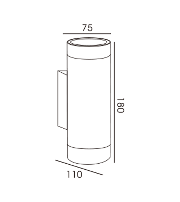 75 Round Aluminum Tube Two-Way Wall Lamp HR60274 75 Round Aluminum Tube Two-Way Wall Lamp HR60274